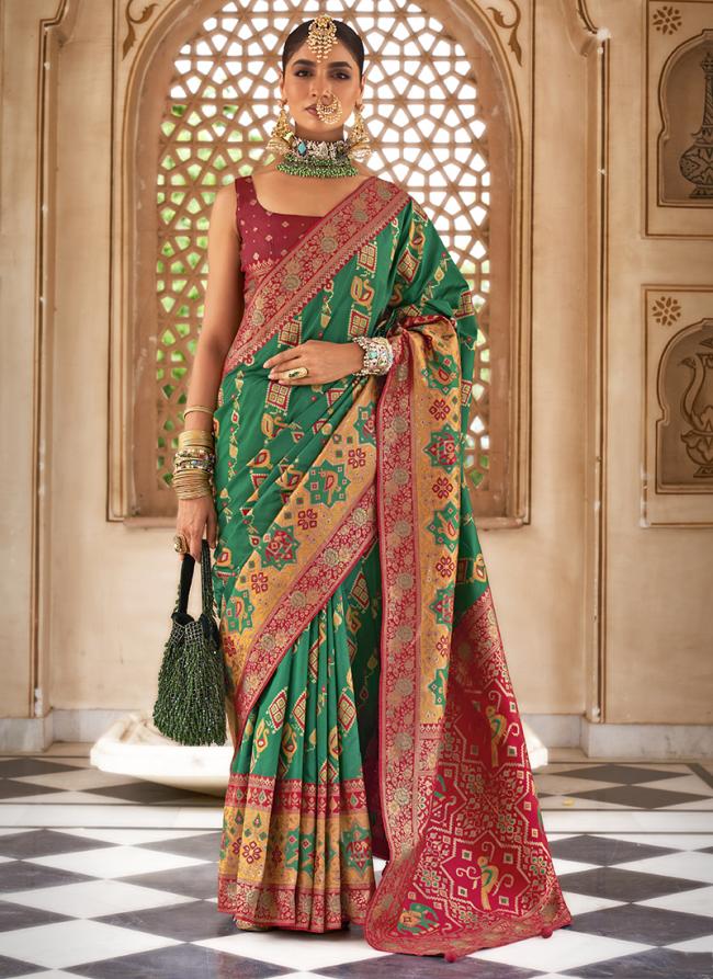 Banarasi Silk Green Wedding Wear Banarasi Broket Saree